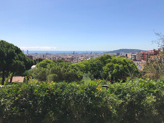 Fototapeta na wymiar Aerial top view from Carmel Hill near Park Guell, in Barcelona, Catalonia, Spain