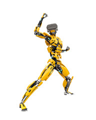 master cyber robot in action with vr headset