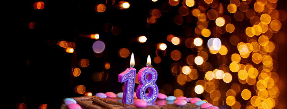 18th birthday wish in purple with bokeh background