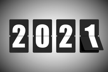 New Year scoreboard. 2021 is coming. New Year flip countdown time remaining counter. Retro timetable