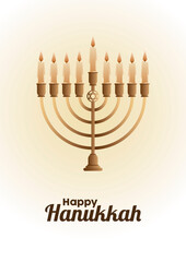 happy hanukkah celebration with golden candelabrum