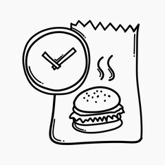 Food bag time doodle vector icon. Drawing sketch illustration hand drawn line eps10