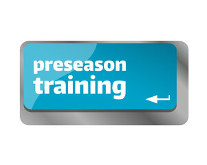 Preseason training . Close up of keyboard, enter computer key.