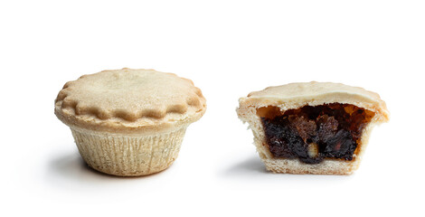 Christmas mini mince pie isolated on white