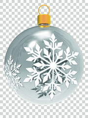 3d christmas ball with snowflakes png