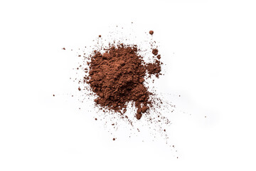 Close-up of a pile of chocolate powder isolated on a white background
