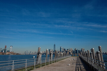 Fototapeta premium Pier with city view in New York