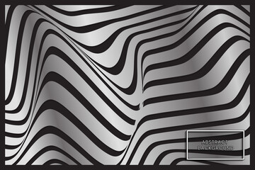 Warped monochrome waving lines abstract background Vector