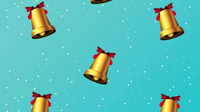 happy merry christmas pattern with bells hanging