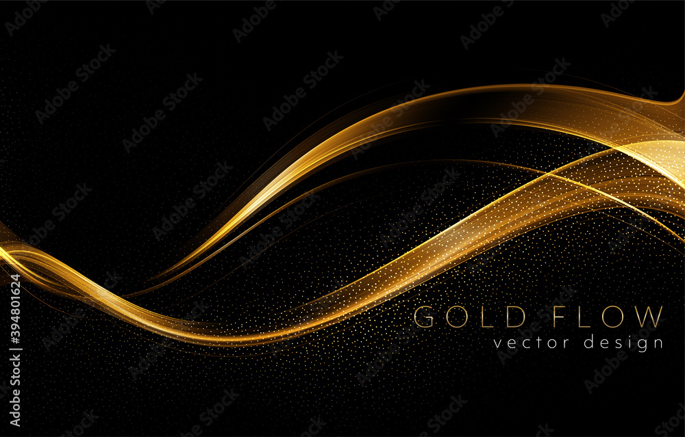 Poster abstract shiny color gold wave design element