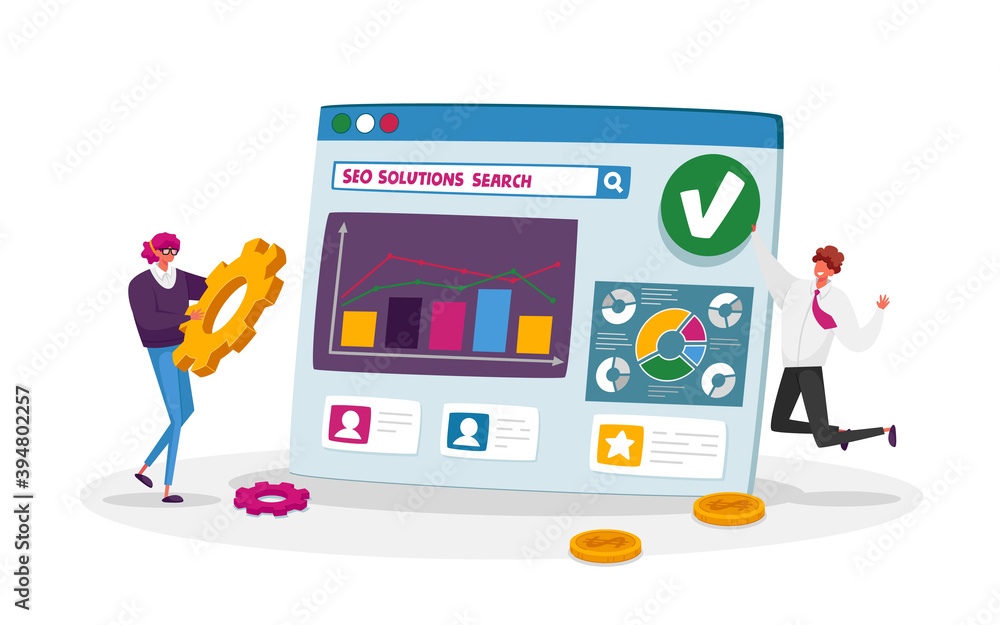 Poster seo, search engine optimization, business data analysis concept. marketing strategy, analytics with 