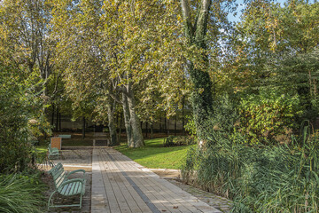 Park of Bercy (Parc de Bercy) is a large (covered 14 hectares) and varied Public Park in Paris located along the Rive Droite. Paris France.