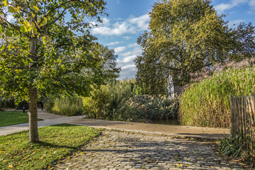 Park of Bercy (Parc de Bercy) is a large (covered 14 hectares) and varied Public Park in Paris located along the Rive Droite. Paris France.