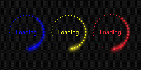 Download icons. Loading bar. Loading icon on black background