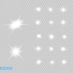 Glowing White Light effect. Vector illustration