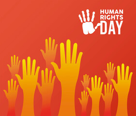 human rights day poster with hands up silhouette