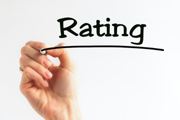 Hand writing inscription Rating with marker, concept, stock image