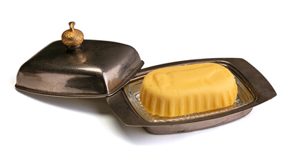 Butter in a retro butter dish