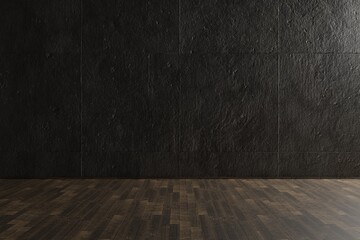 Empty modern interior with wooden floor and concrete wall, 3D rendering