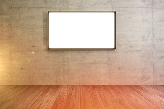 4K TV on the wall isolated, 3D rendering