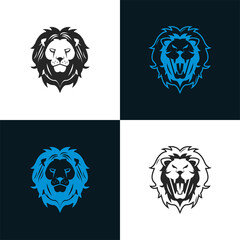 heads of lions kings blue and black icons
