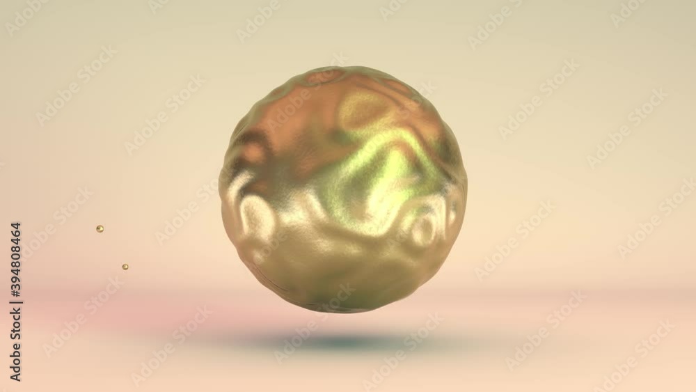 Aufkleber a golden abstract sphere from which small golden balls fly out and disappear. abstract 3d loop anima