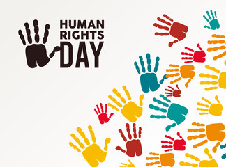 Fototapeta premium human rights day poster with hands colors print
