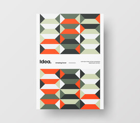 Fototapeta premium Abstract corporate identity report cover. Geometric vector business presentation design layout. Amazing company illustration brochure template.