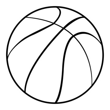 Vector illustration of isolated basketball doodle, on white background. Simple flat style.