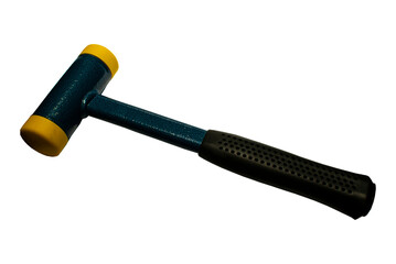 polyurethane hammer with black handle on white background