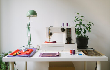 Old tailor workshop with sewing machine