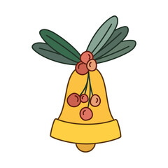 bell on mistletoe with berries of red color