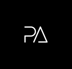 Letter PA alphabet logo design vector. The initials of the letter P and A logo design in a minimal style are suitable for an abbreviated name logo.