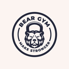 Kettlebell bear gym fitness logo mascot design