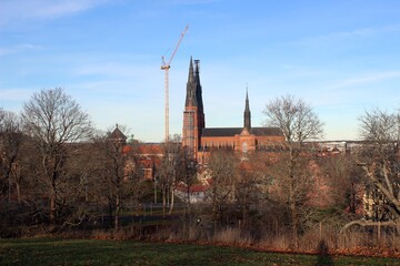 Obraz premium Uppsala Cathedral, Sweden, viewed from the Castle.