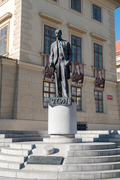 Prague, Czech Republic - July 10, 2020: Statue of Tomas Garrigue Masaryk.