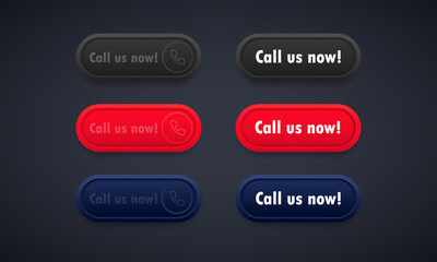 Call us now button button. Template for phone number. For websites. Vector on isolated background. EPS 10