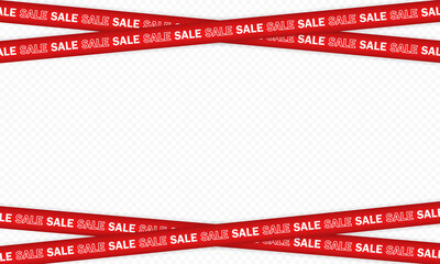 Sale banner. Police tape design. Vector on isolated white background. EPS 10