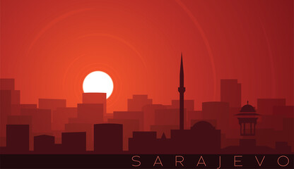Sarajevo Low Sun Skyline Scene
