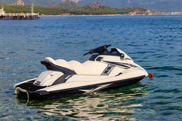 Empty jet ski in a sea. Summer vacation concept