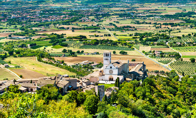 Obraz premium Basilica of Saint Francis of Assisi in the Umbria region of Italy
