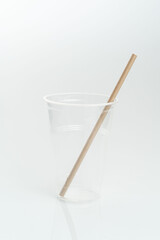 Bamboo drinking straws with Zero - waste. Ecological concept. Concept zero waste. Selective focus, copy space. white background.
