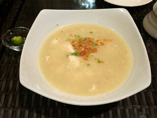 Meat on brown sauce with garlic Filipino dish