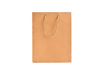 Brown paper bag isolated on white background.