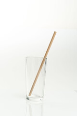 Bamboo drinking straws with Zero - waste. Ecological concept. Concept zero waste. Selective focus, copy space. white background.