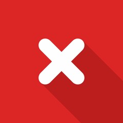 Wrong marks, Cross marks, Rejected, Disapproved, No, False, Not Ok, Wrong Choices, Task Completion, Voting. - vector mark symbols in red. Isolated icon.