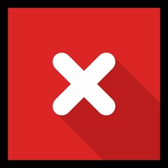 Wrong marks, Cross marks, Rejected, Disapproved, No, False, Not Ok, Wrong Choices, Task Completion, Voting. - vector mark symbols in red. Black stroke and shadow design. Isolated icon.