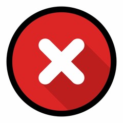 Fototapeta premium Wrong marks, Cross marks, Rejected, Disapproved, No, False, Not Ok, Wrong Choices, Task Completion, Voting. - vector mark symbols in red. Black stroke and shadow design. Isolated icon.
