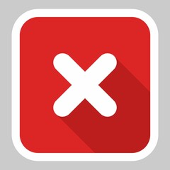 Fototapeta premium Wrong marks, Cross marks, Rejected, Disapproved, No, False, Not Ok, Wrong Choices, Task Completion, Voting. - vector mark symbols in red. White stroke and shadow design. Isolated icon.