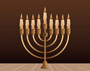 happy hanukkah celebration with candelabrum